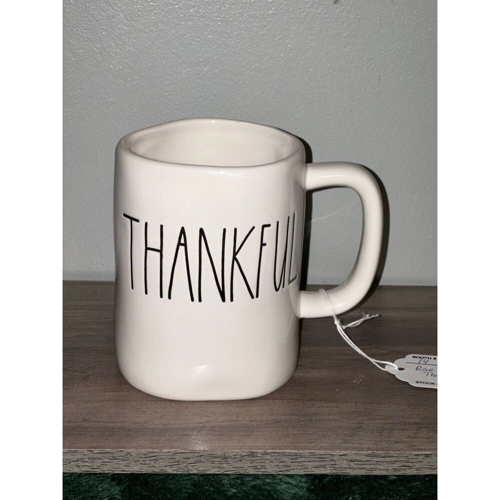 Rae Dunn Artisan Collection by Magenta Pottery Etched “THANKFUL” Mug